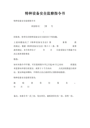 特种设备安全监察指令书 .docx