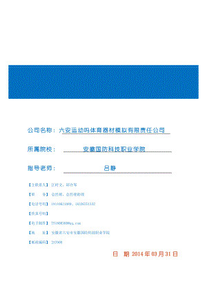 六安运动吗体育器材有限公司.商业计划书.doc