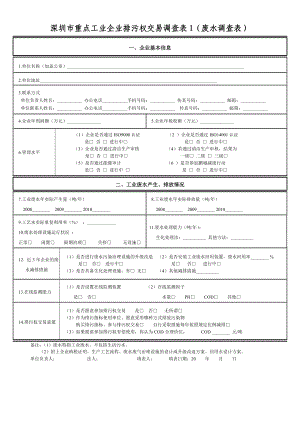 【精品文档】深圳市重点工业企业排污权交易调查表(废水调查表).doc