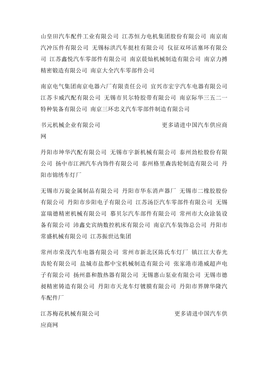 江苏省优质汽车供应商及汽车零部件供应商名单.docx_第2页