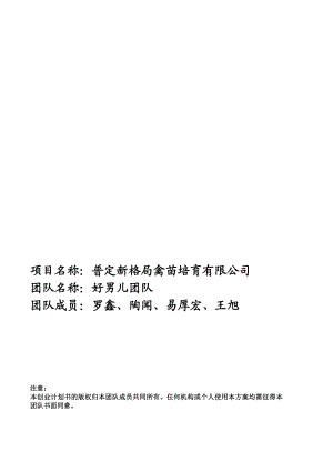 禽苗培育有限公司创业项目计划书.doc