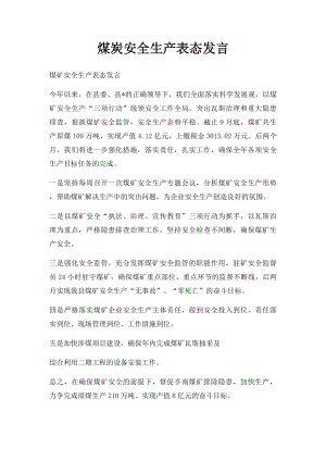 煤炭安全生产表态发言.docx