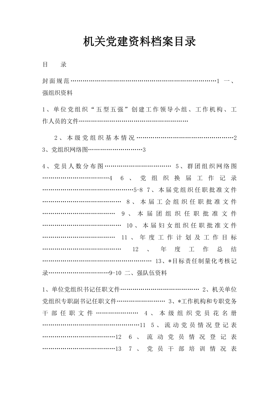 机关党建资料档案目录.docx_第1页