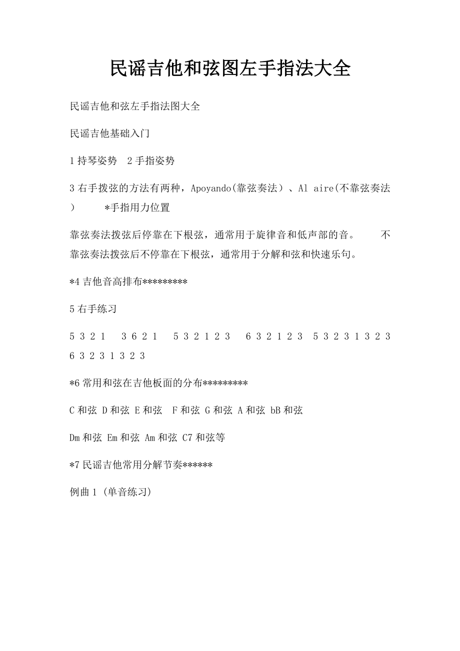 民谣吉他和弦图左手指法大全.docx_第1页