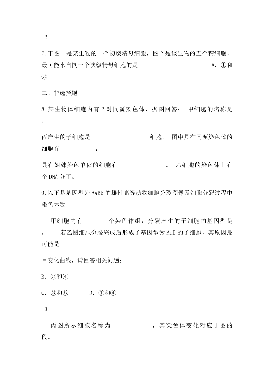 有丝分裂与减数分裂过程图及练习.docx_第2页