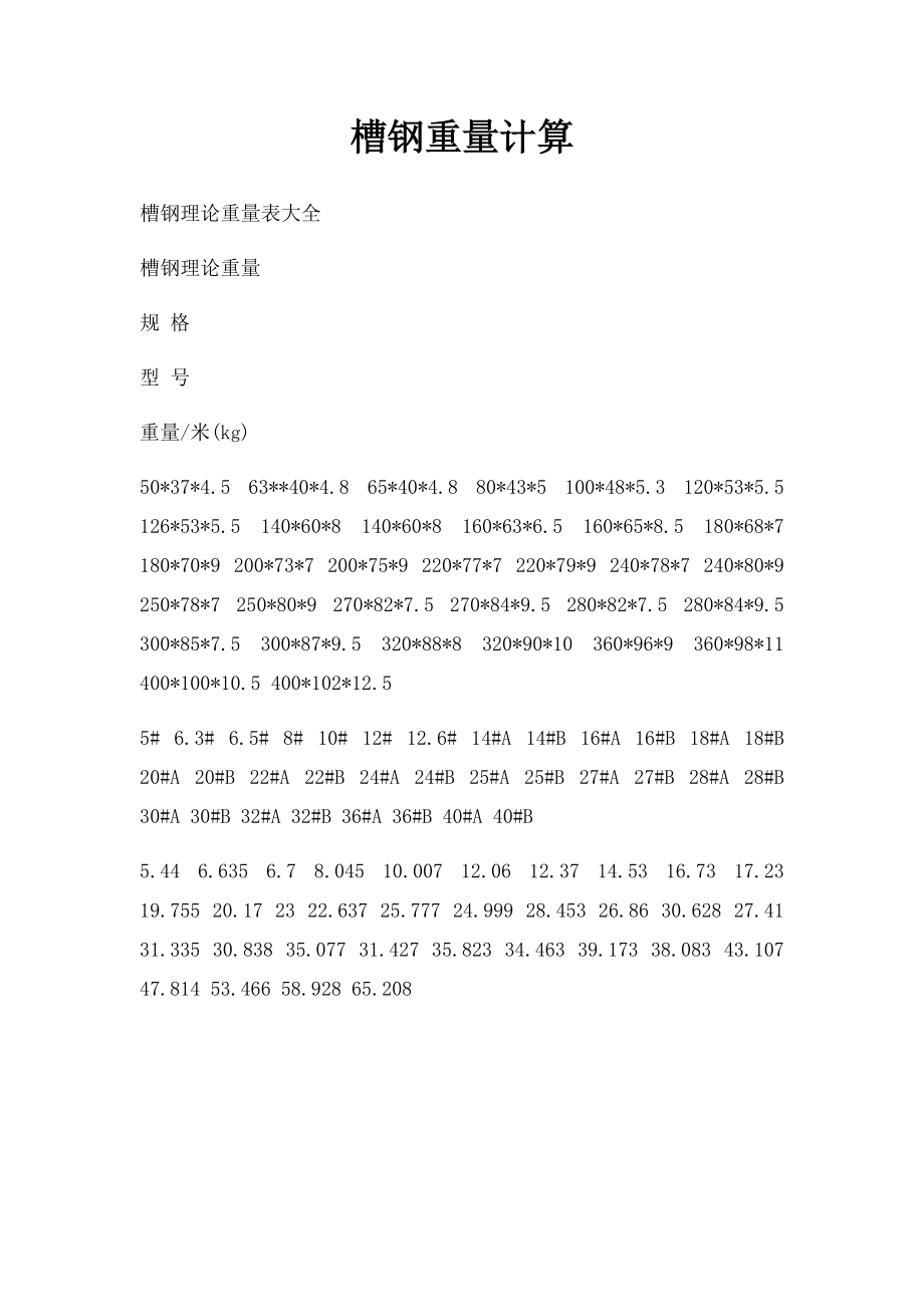 槽钢重量计算.docx_第1页