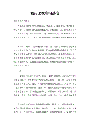 湖南卫视实习感言.docx