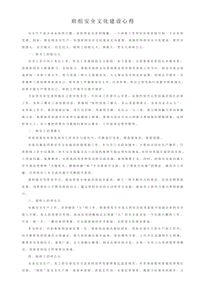 班组安全文化建设心得（优秀征文） .doc