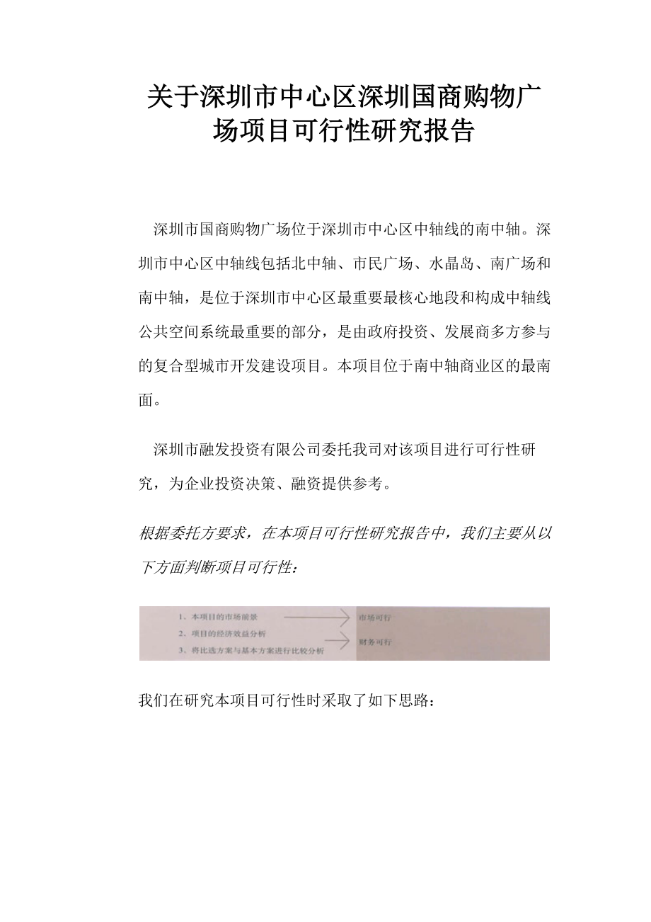 关于深圳市中心区深圳国商购物广场项目可行性研究报告.doc_第1页