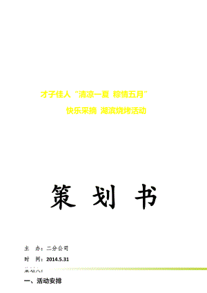 公司集体户外湖滨烧烤策划书.doc