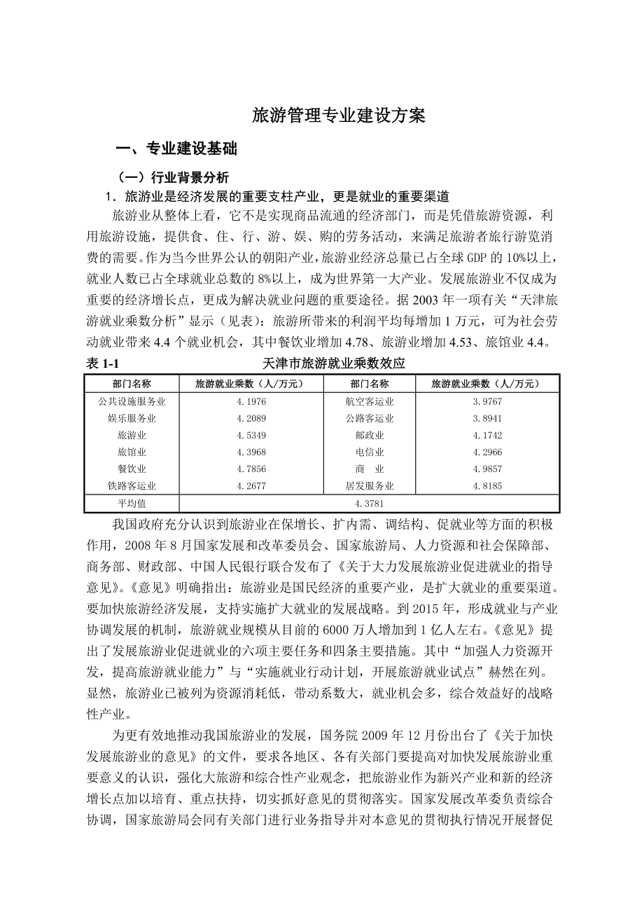 旅游管理专业建设方案.doc_第1页