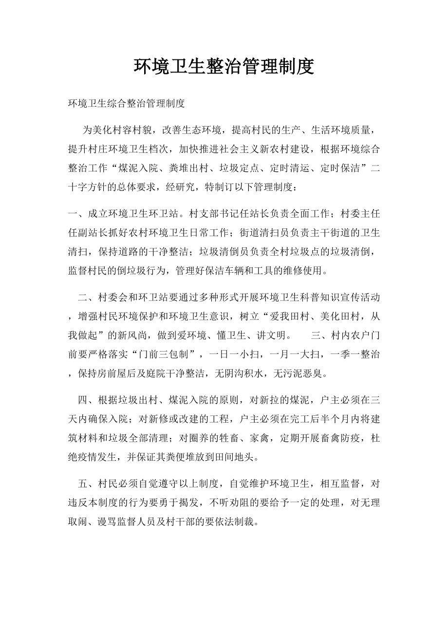 环境卫生整治管理制度.docx_第1页