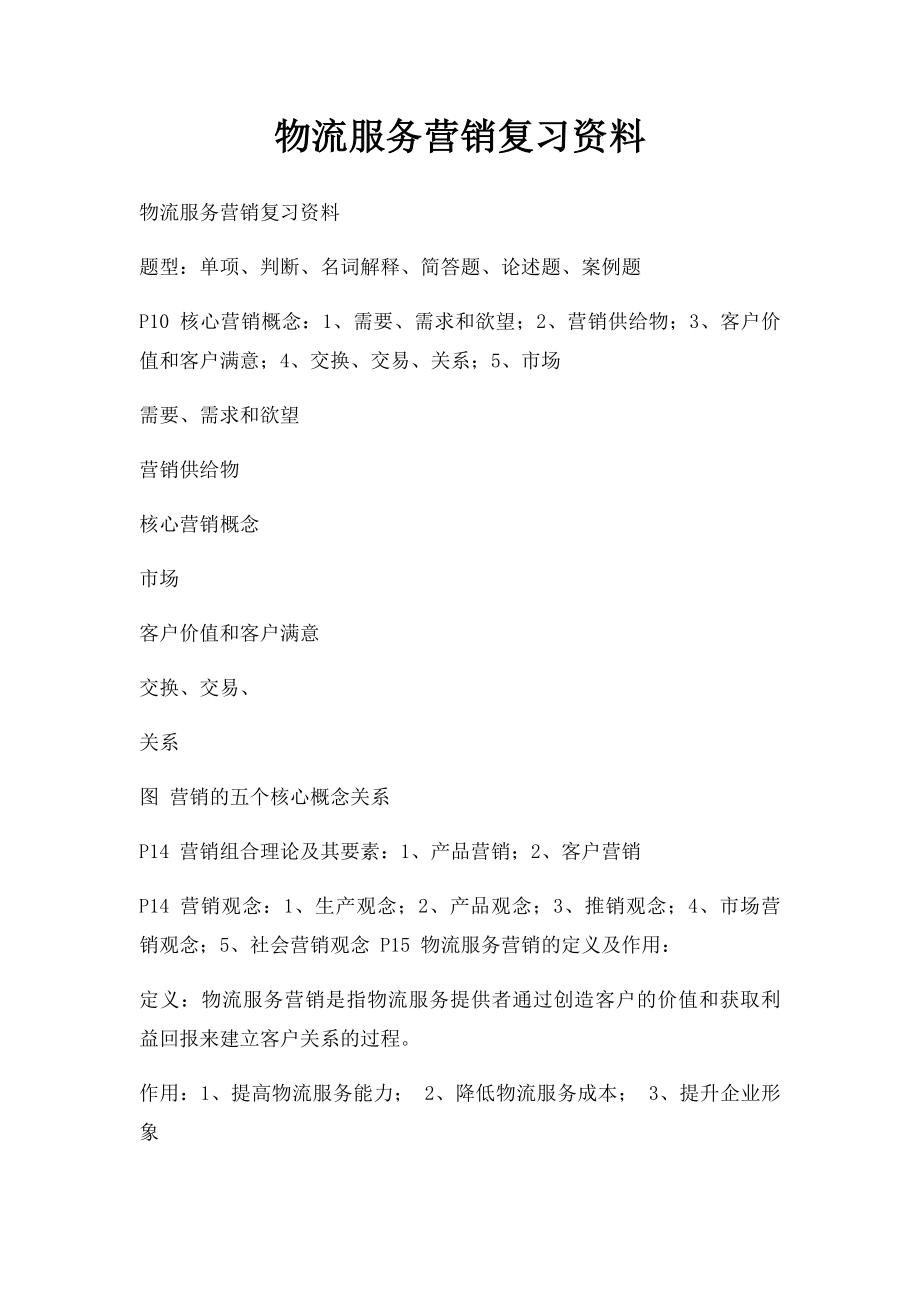 物流服务营销复习资料.docx_第1页