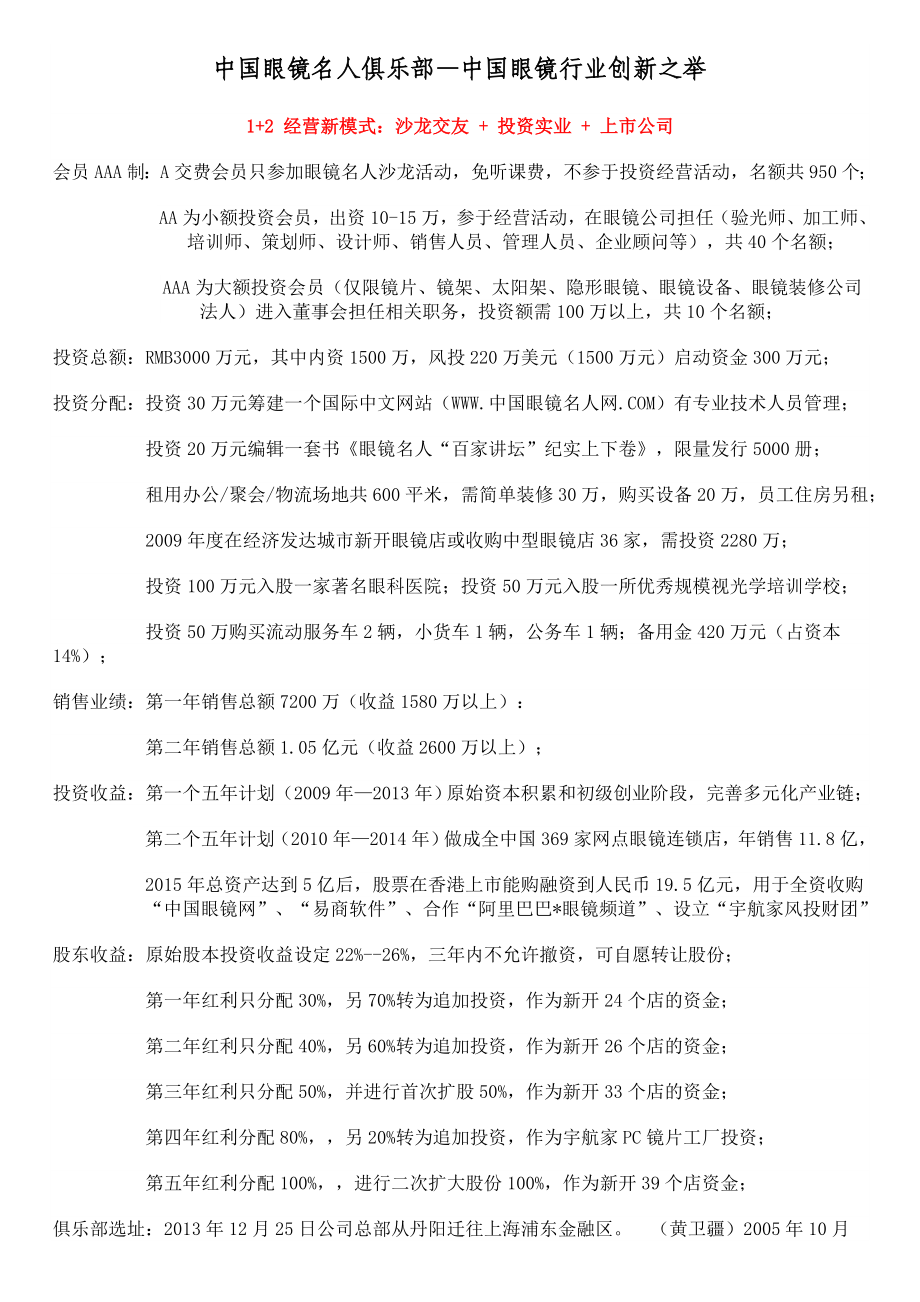 关于筹建中国眼镜名人俱乐部商业计划书.doc_第2页