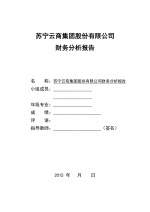 苏宁云商集团股份有限公司（苏宁股份）财务分析报告.doc