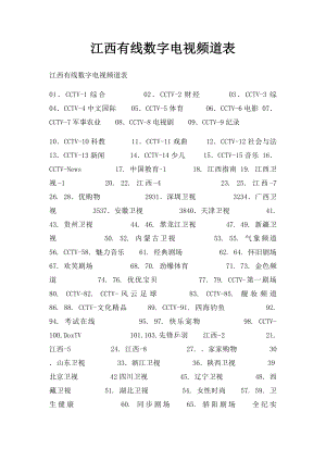 江西有线数字电视频道表.docx