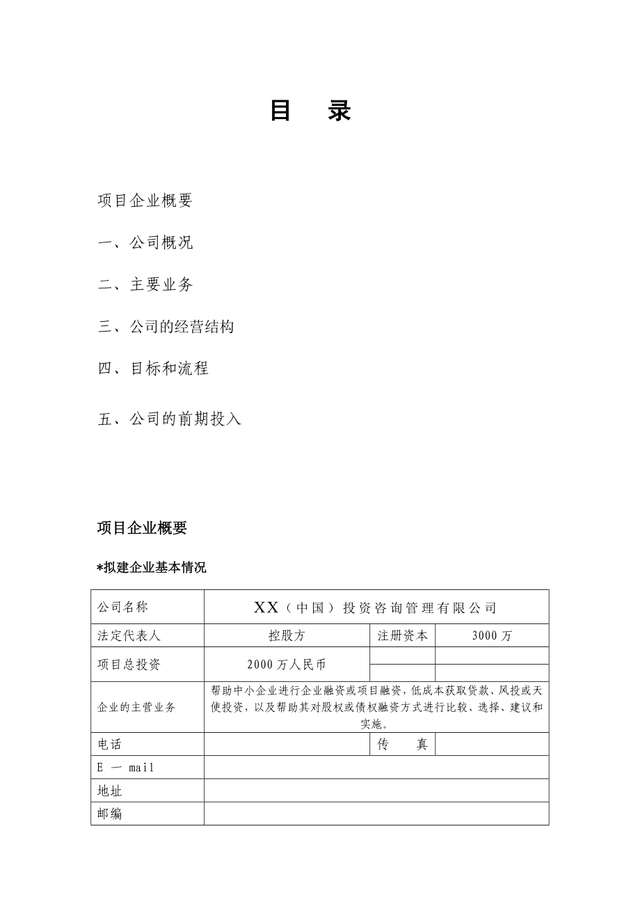 投融资咨询服务公司商业计划书.doc_第2页