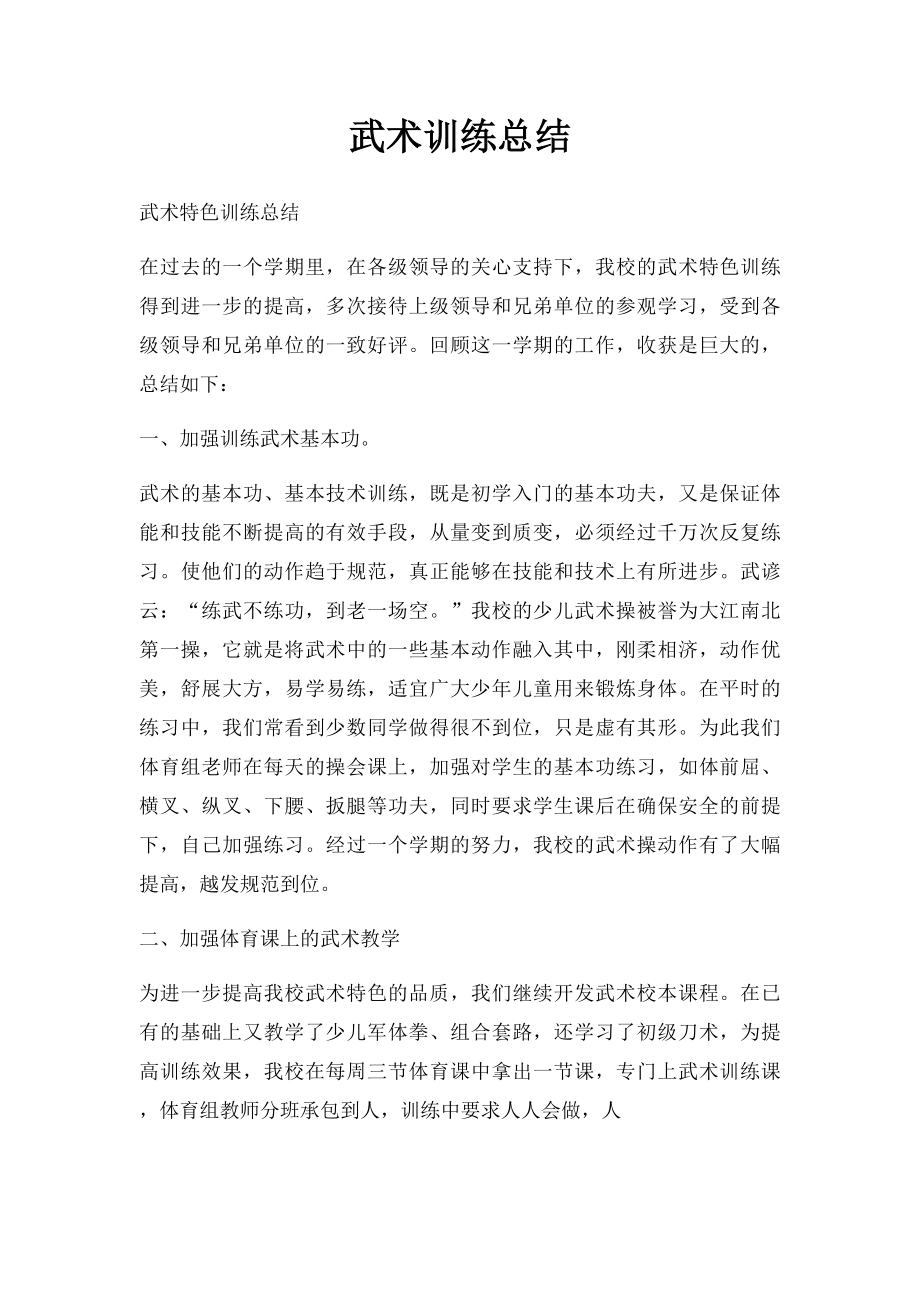 武术训练总结.docx_第1页