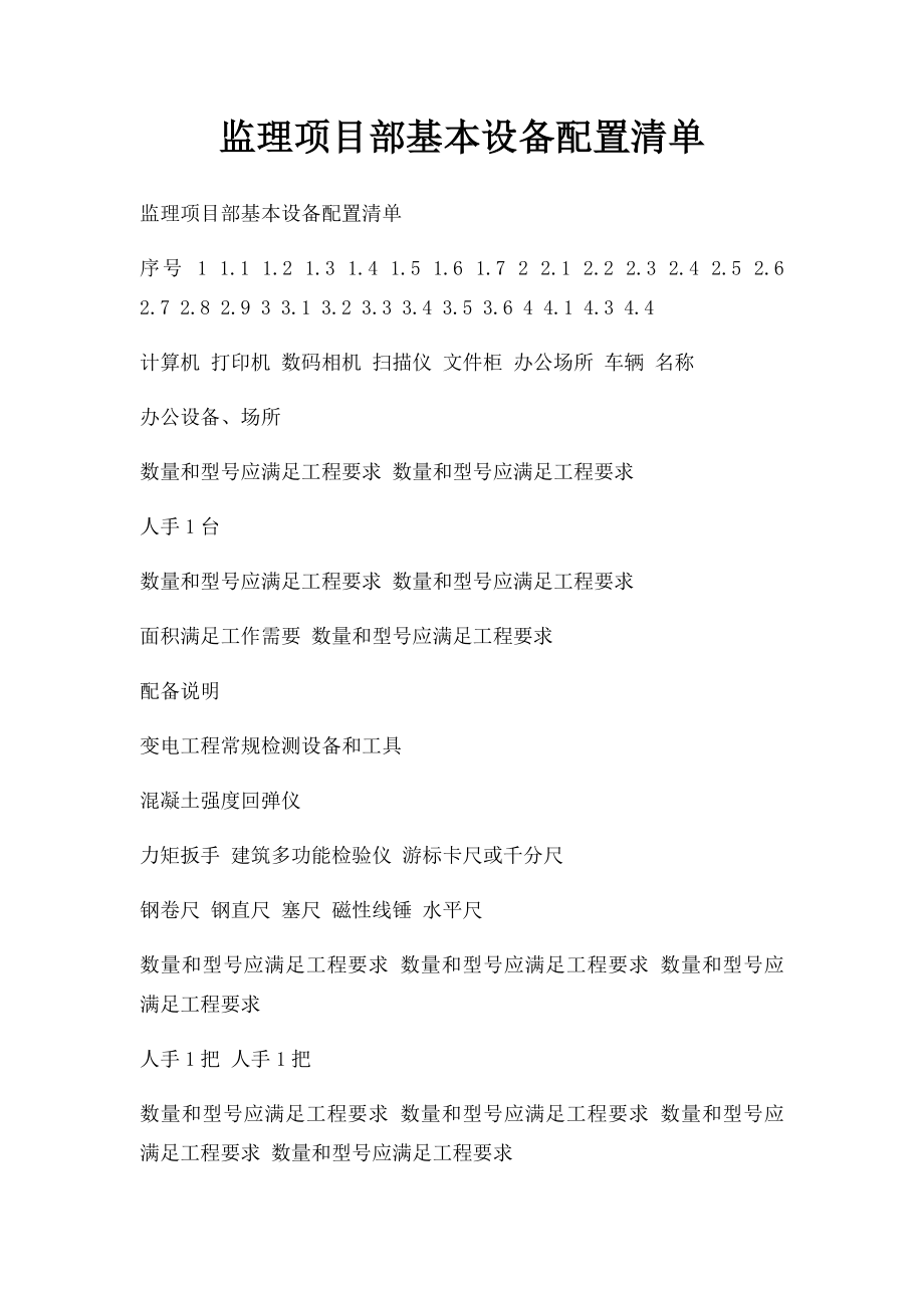 监理项目部基本设备配置清单.docx_第1页