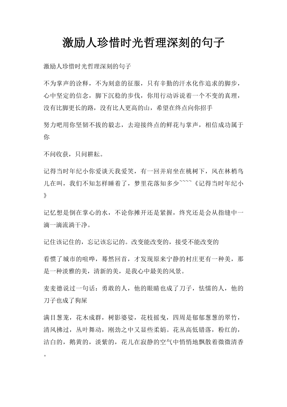 激励人珍惜时光哲理深刻的句子.docx_第1页