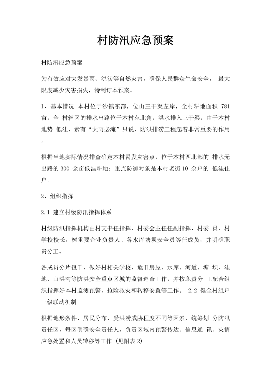 村防汛应急预案.docx_第1页