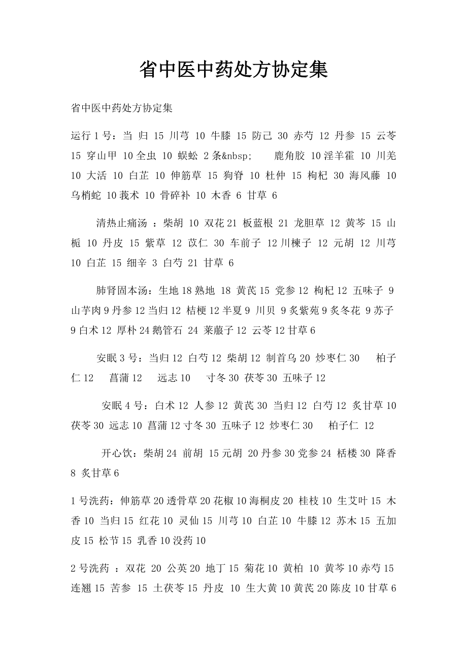 省中医中药处方协定集(1).docx_第1页