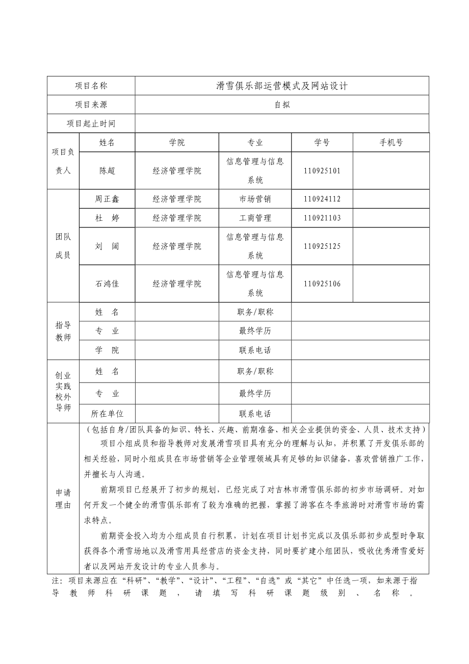 滑雪俱乐部运营模式及网站设计大学生创新创业训练计划项目申报书.doc_第3页