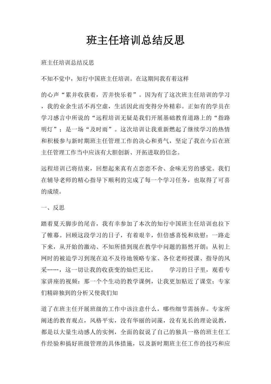 班主任培训总结反思.docx_第1页