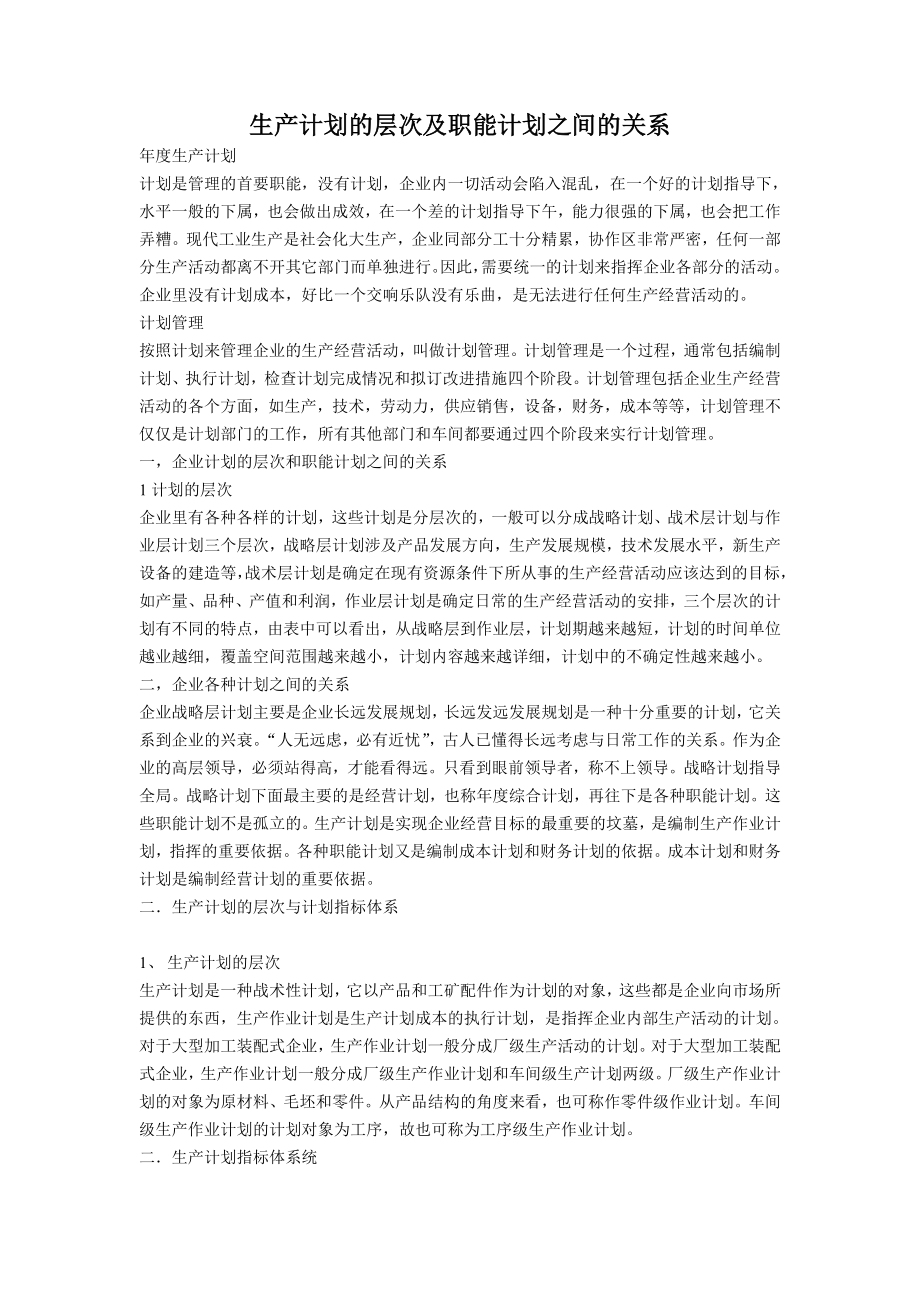 2185097528生产计划的层次及职能计划之间的关系.doc_第1页