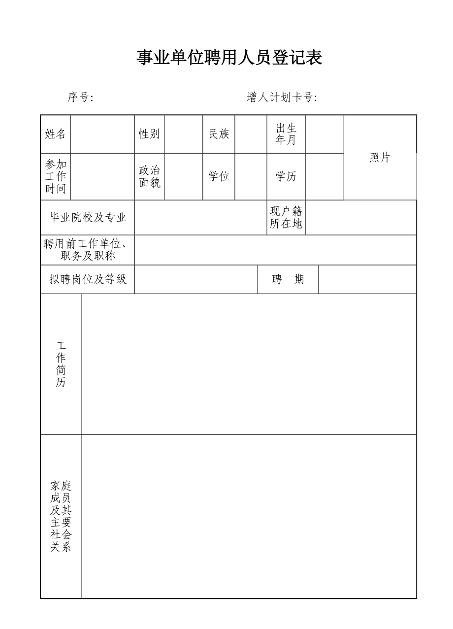 烟台事业单位聘用人员登记表.doc_第1页