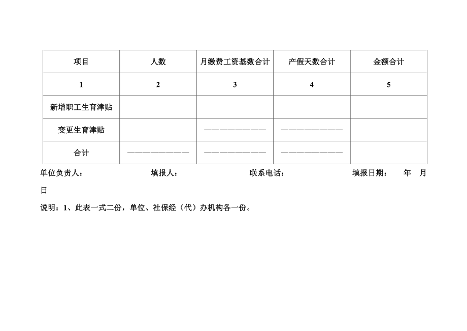 北京市参保职工生育津贴支付月报表(生表二).doc_第2页