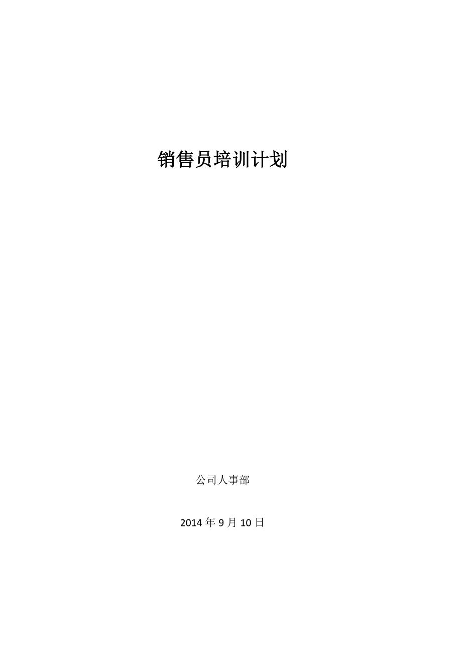 民航代理服务有限公司 销售员培训计划.doc_第1页