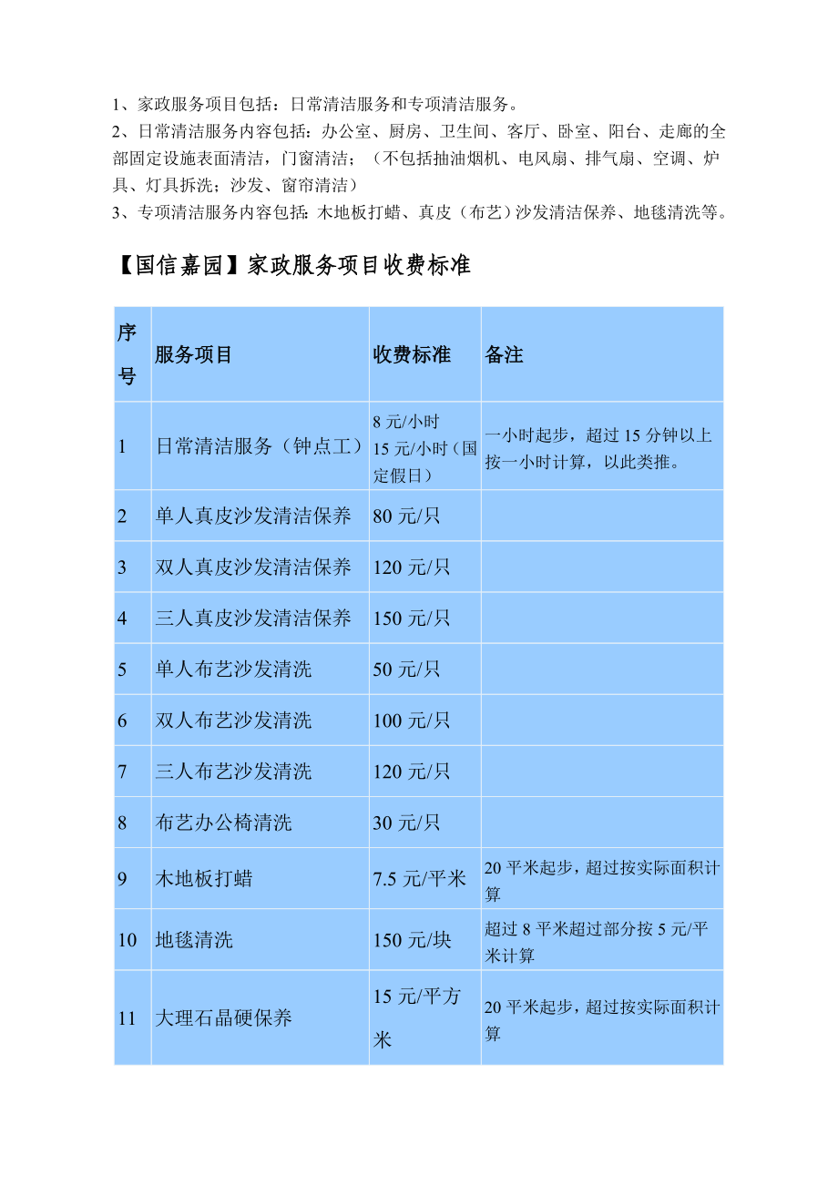 家政服务项目及收费管理办法.docx_第2页