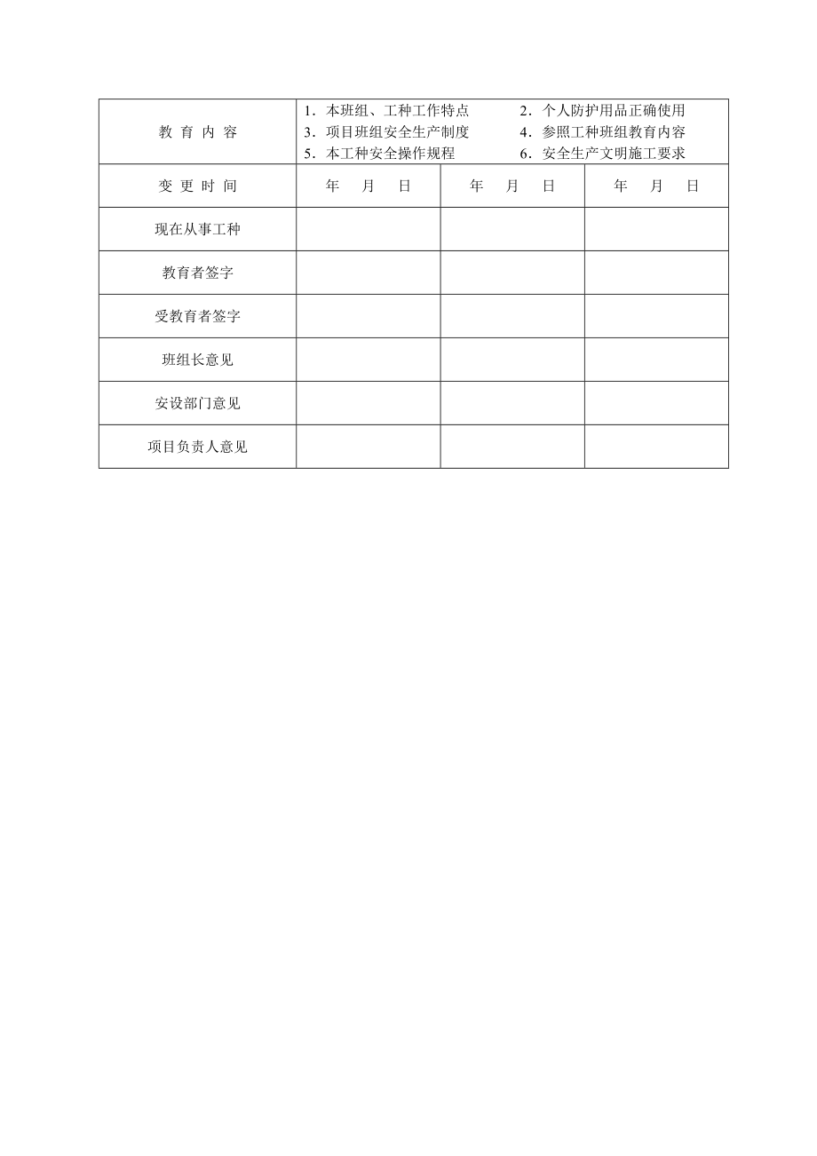 职工三级安全教育登记卡49967.doc_第2页