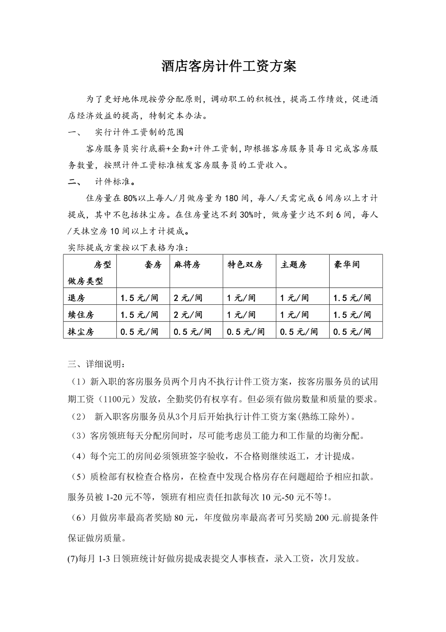 酒店客房计件工资方案.doc_第1页