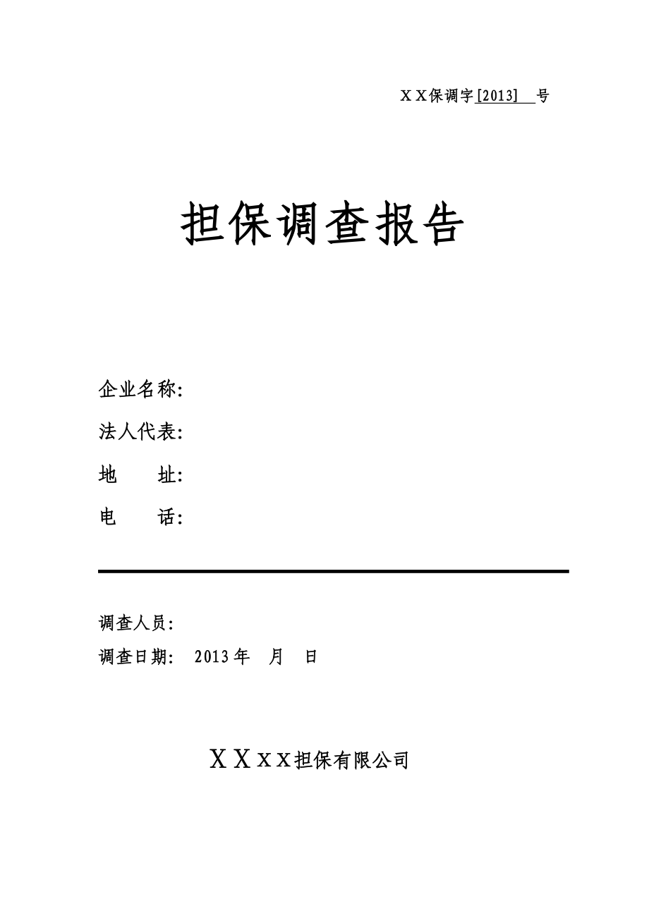 担保有限公司担保评估报告书(标准样本).doc_第1页