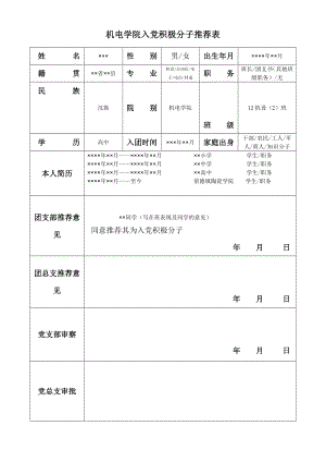 范本(入党积极分子推荐表).doc