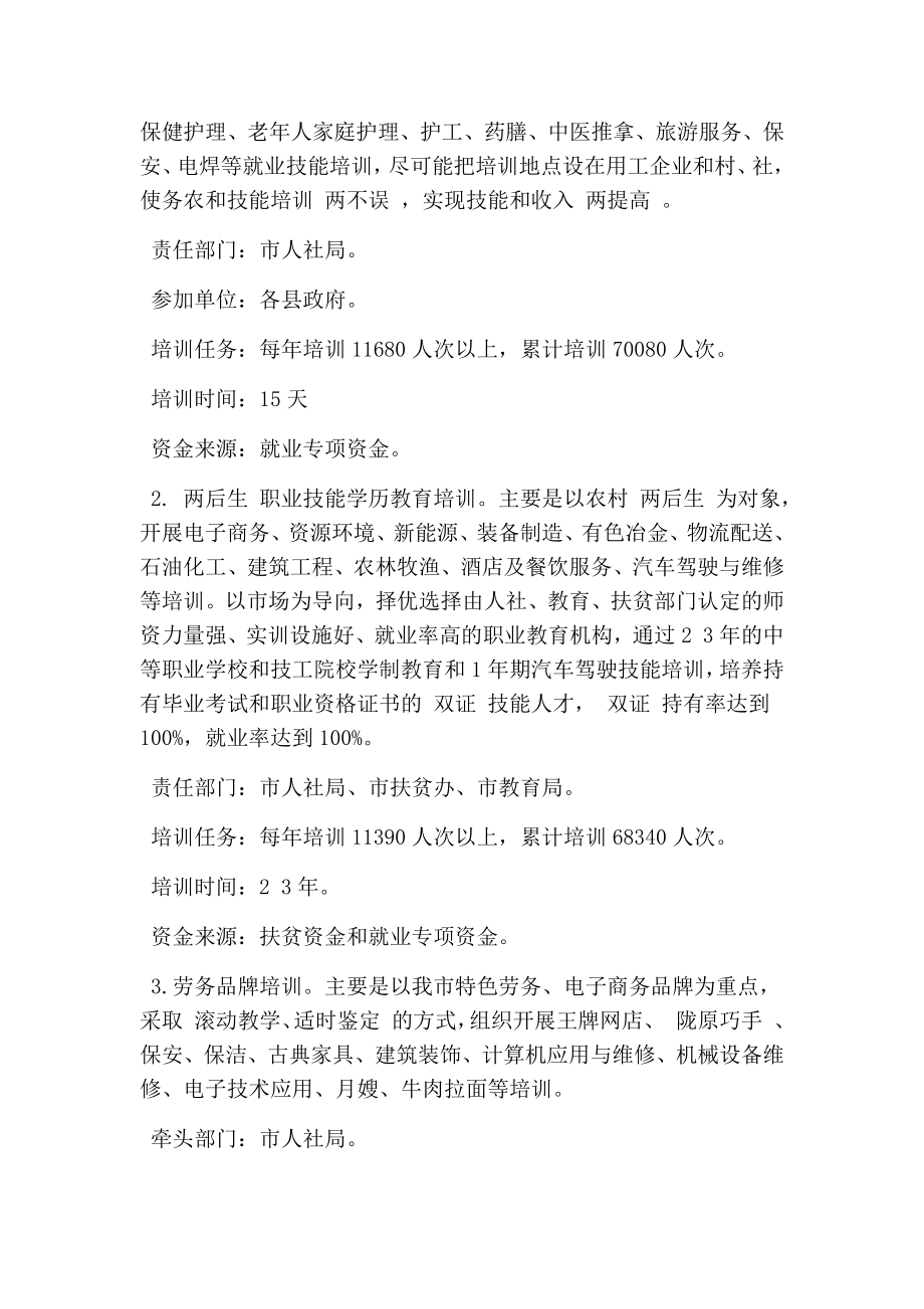 关于精准扶贫劳动力培训支持计划的实施方案(精简版）.doc_第2页