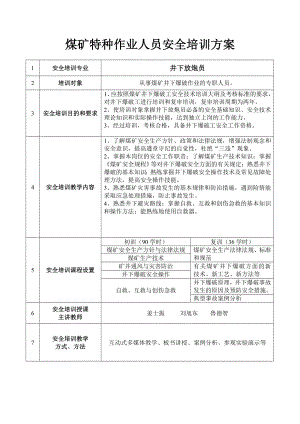 煤矿特种作业人员安全培训方案书.doc