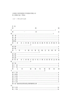 张江高科股份有限公司员工持股计划.doc