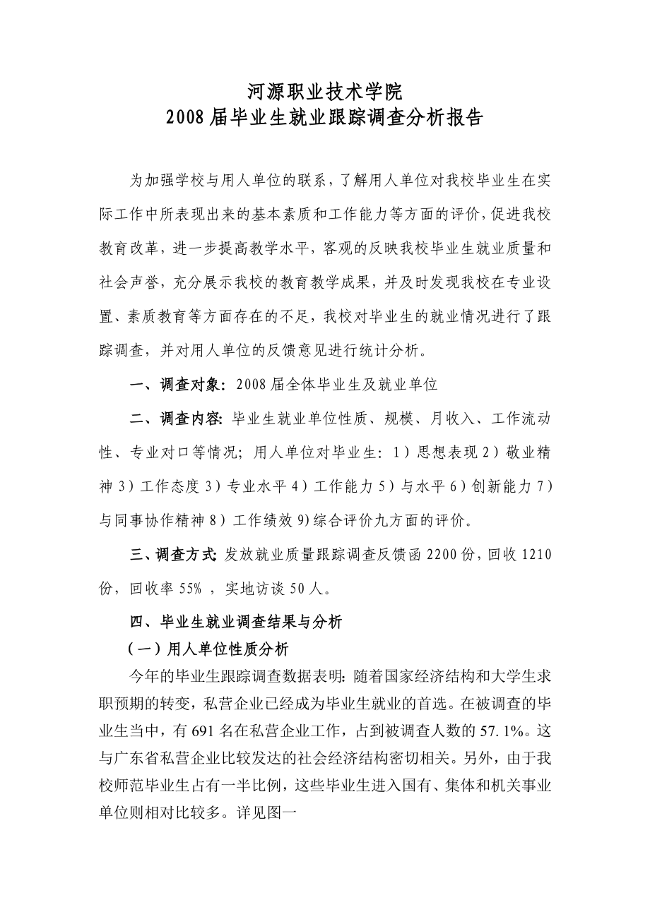 【精品文档】XXX职业技术学院毕业生就业跟踪调查分析报告.doc_第1页