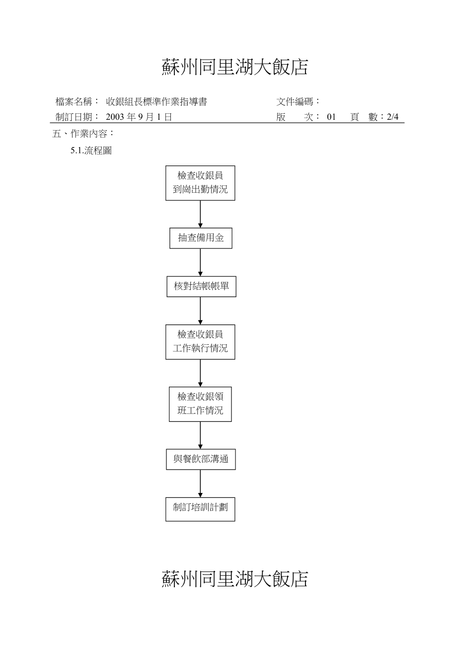 酒店收银员收银处标准作业程序.doc_第2页