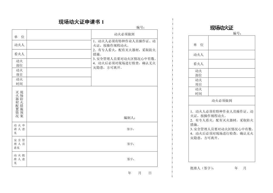 动火证申请台账样本.doc_第1页