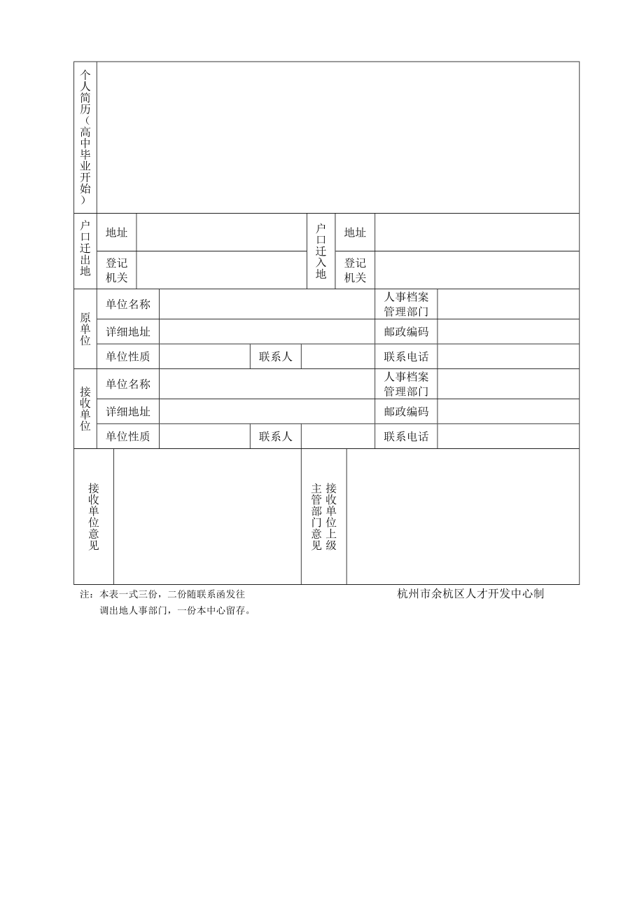 杭州市余杭区人才流动登记表(引进).doc_第2页