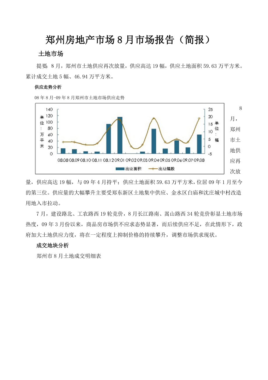 郑州房地产市场8月市场报告.doc_第1页