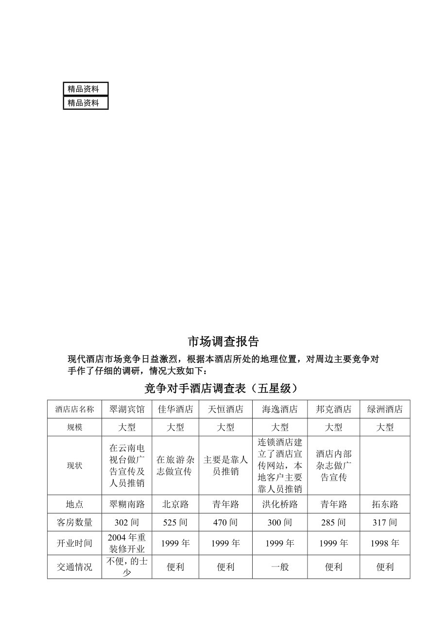 昆明市酒店市场调查报告.doc_第1页