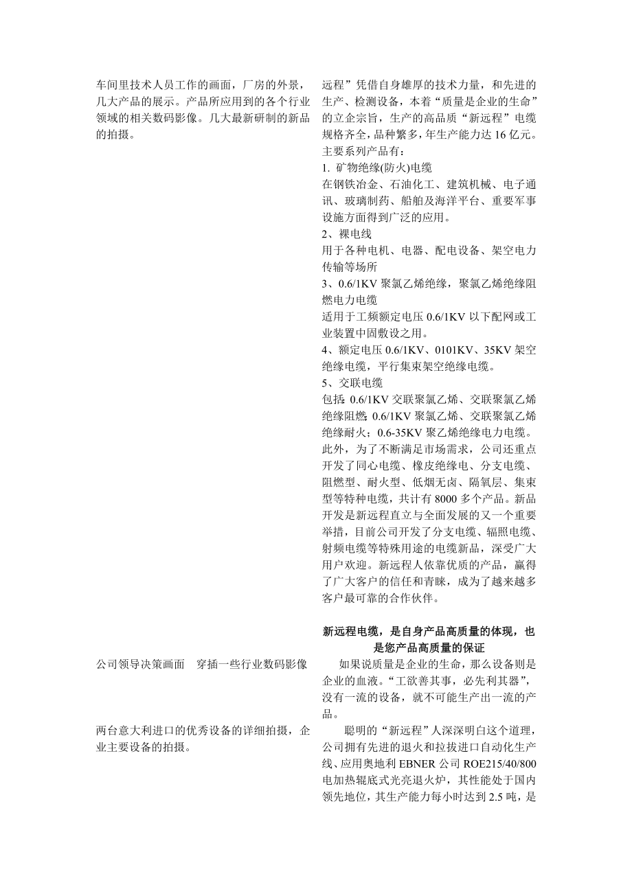 新远程电缆公司形象宣传片脚本.doc_第2页