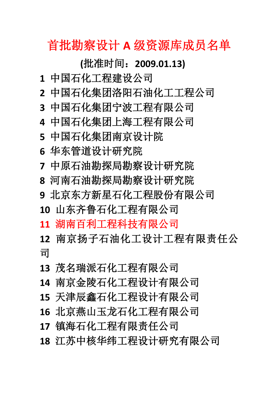 中国石化工程建设市场资源库成员名单(全国范围).doc_第1页