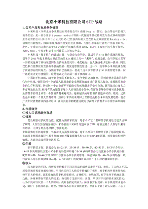 北京小米科技有限公司STP战略.doc