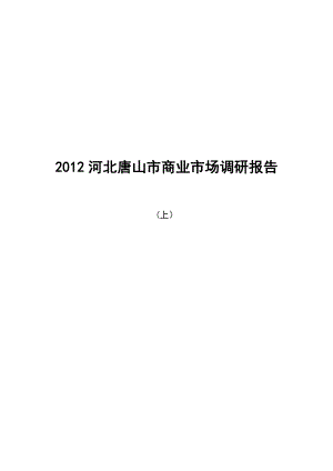 河北唐山市商业市场调研报告（上）.doc